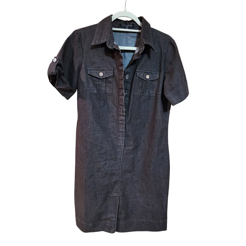 Sharagano Womens Denim Button-Up Shirt Dress Size S